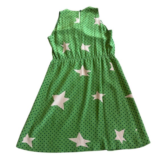 Girls From Savoy Anthropologie Green Star Print Silk Dress A-Line Size 4 Women's - Picture 8 of 12